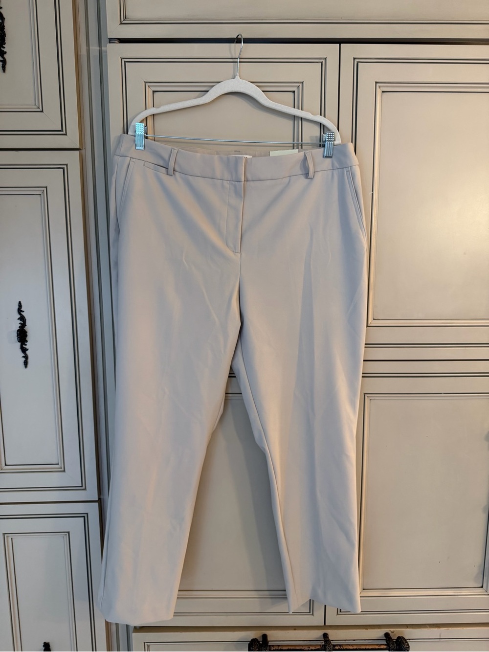NWT RACHEL & ZOE Straight Slim Leg Dress Pants Pockets Stretch Beige Hi-Rise 16
